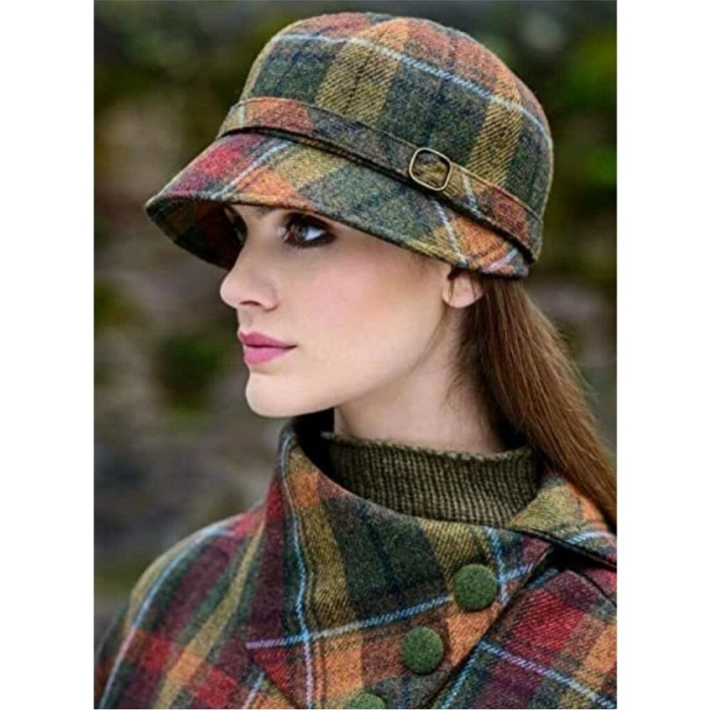 MUCROS WEAVERS Jaunty Women’s Flapper Cloche Hat Irish Wool Grayish Green Tweed - Picture 4 of 13